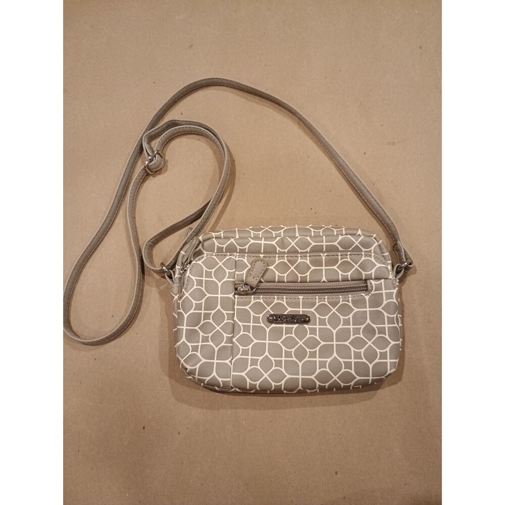 Multi Sac Multi Compartment Geo Print Grey Crossbody Small Bag Purse